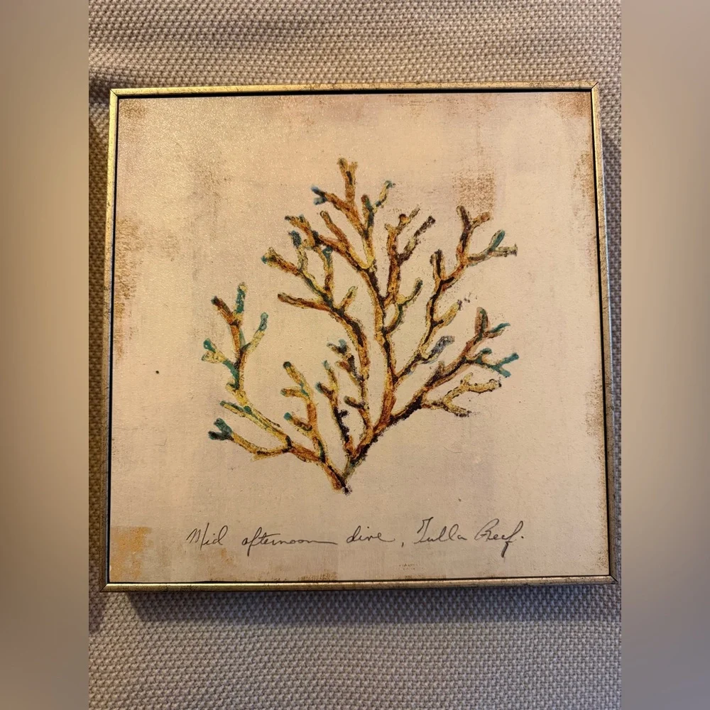 Set of 3 Pier 1 Golden‎ Toned Reef Art